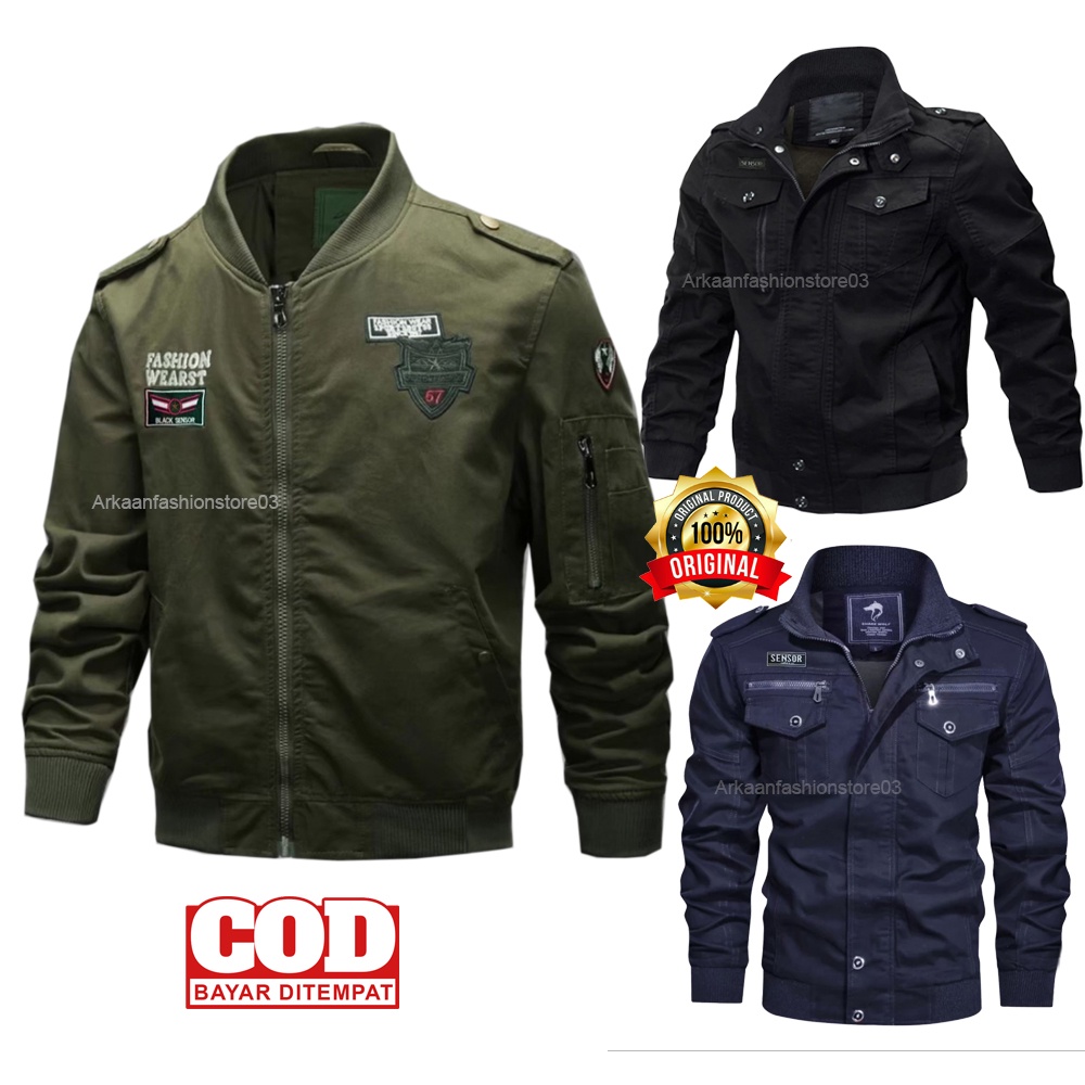 AKN - JAKET BOMBER PRIA PREMIUM TERBARU / JAKET BOMBER COWOK CANVAS ARAGON KLASIK SWIFT TERMURAH ORIGINAL SENSOR