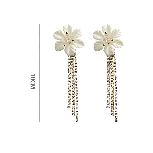 LRC Anting Tusuk Fashion Gold Flower Fringed Stud Earrings F90752