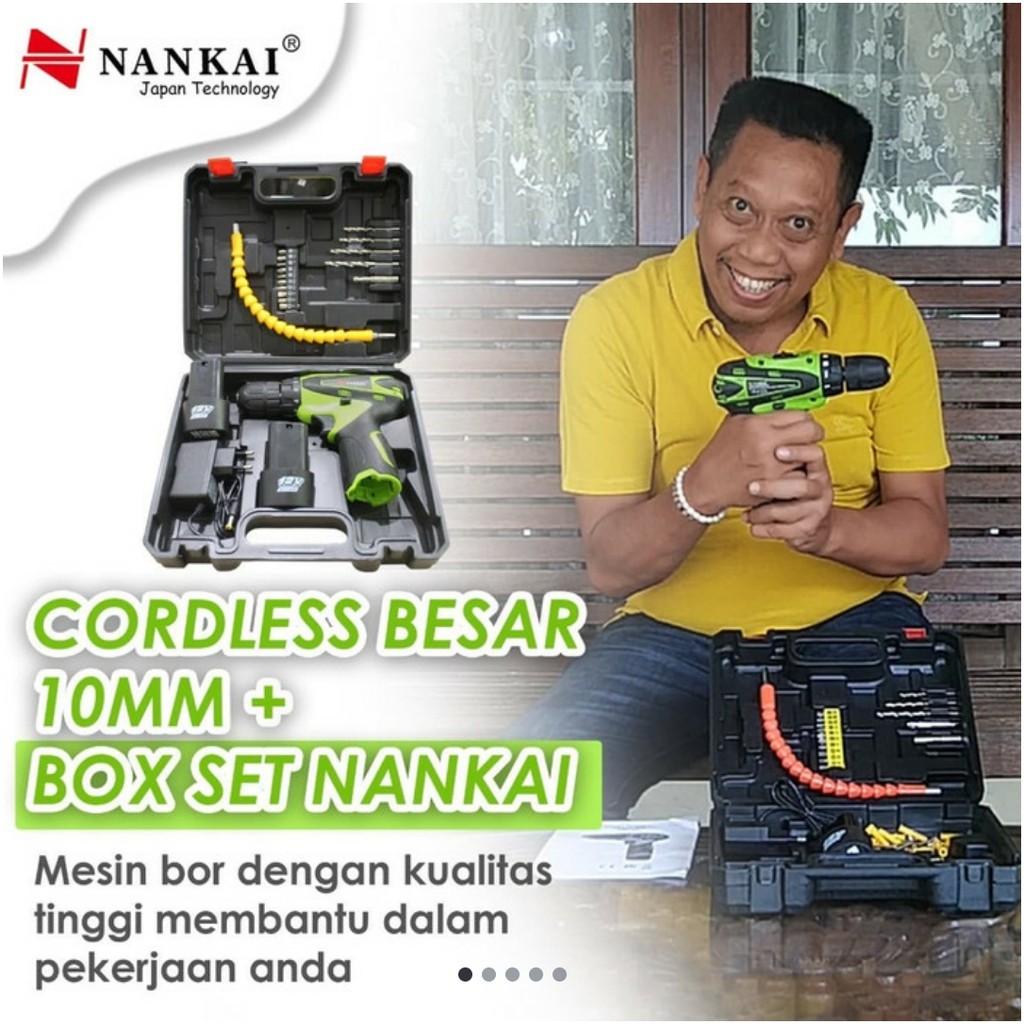 NANKAI 2 BATERAI Cordless Drill bor baterai 12 V charger XENON 2 BATERAI Cordless Drill bor baterai 12 V ryu charger Baterai dua ganda Mesin bor cordless Elektrik Drill bor listrik besi kayu full set pilihan Bor tanpa kabe