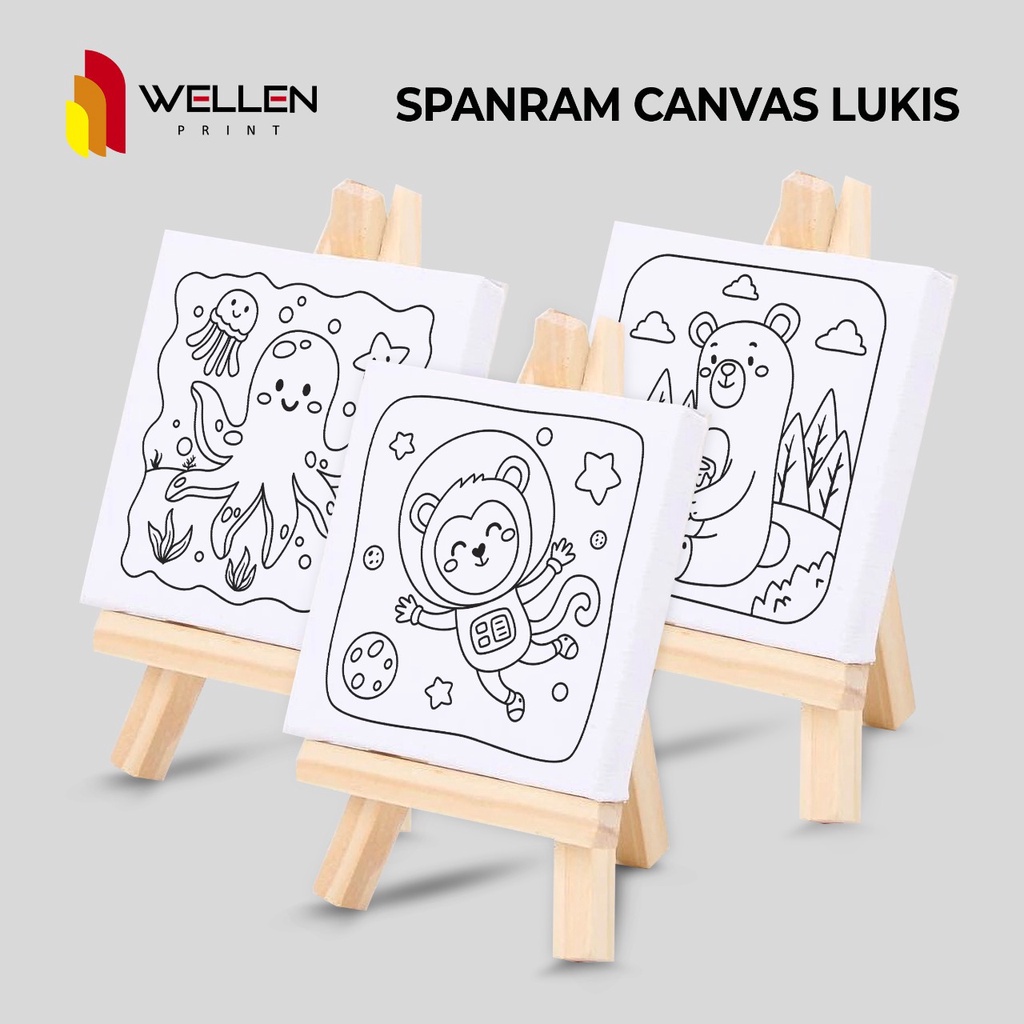 

WELLEN PRINT - Spanram Kanvas Lukis Anak / DIY Canvas Paint / painting kit wooden Frame Easel