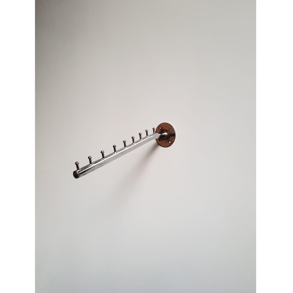 Gantungan Baju DInding Seruling 9 Titik, Lurus dan Gelombang, Display Dinging Distro atau Butik