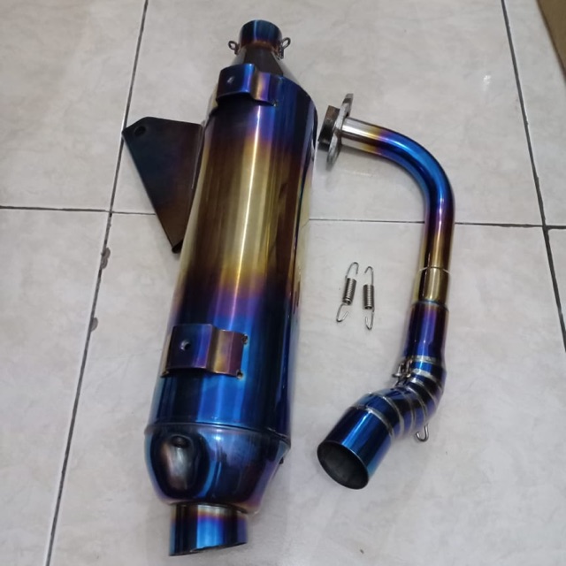 Knalpot tsukigi mio blue- tsukigi Mio full blue - knalpot standar racing Mio