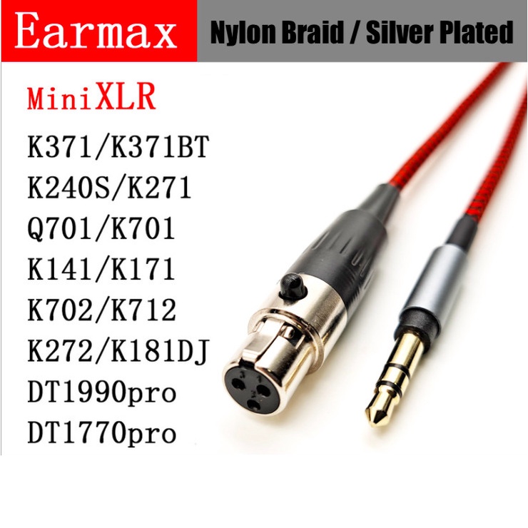 Earmax Mini XLR Cable For AKG K371 K271 K712 K702 K240 K171 Q701