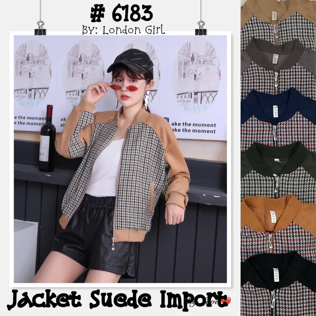 Jaket Wanita Suede Import Lengan Panjang Grosir Ecer #6183/ Woman Import Suede Jacket