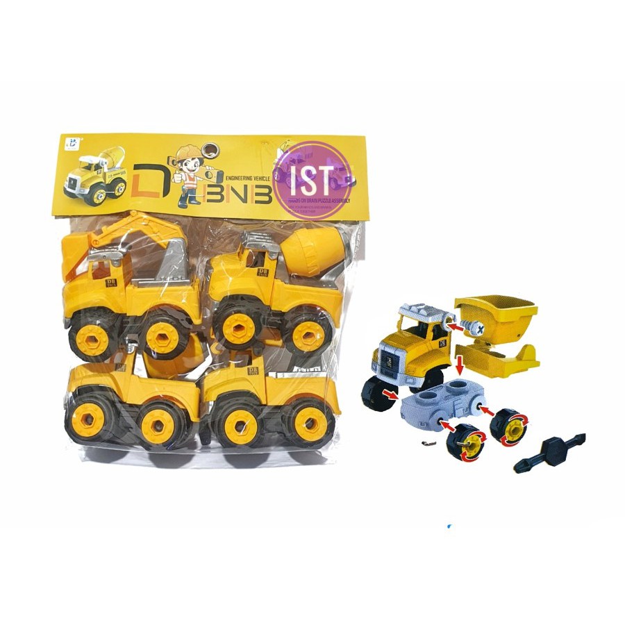 MWN.TOYS Mainan Bongkar Pasang Engineering Vehicle DBNB 4 pcs No DB6066-7