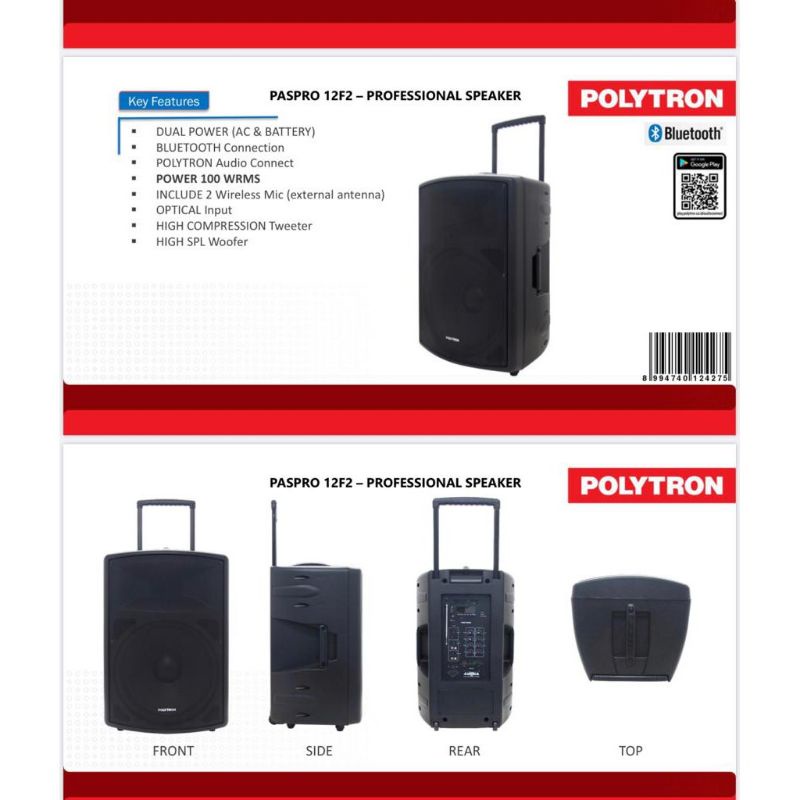 Speaker Meeting Portable Polytron Paspro PAS-PRO12F2