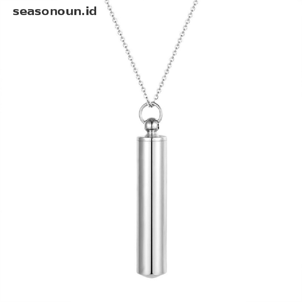 Kalung Liontin Bentuk Botol Kremasi Silinder Bahan Stainless Steel