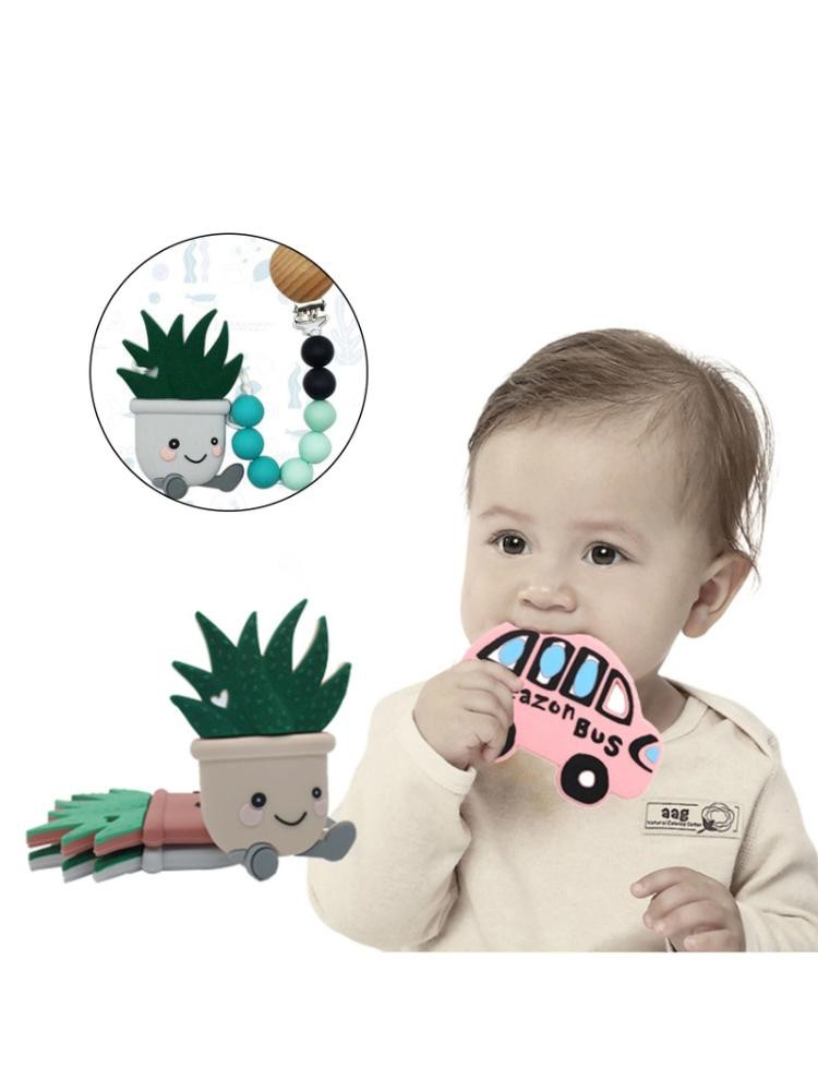 Mary Cartoon Cactus Silicone Teether BPA Free Food Grade Baby Soother Molar Beads Toy