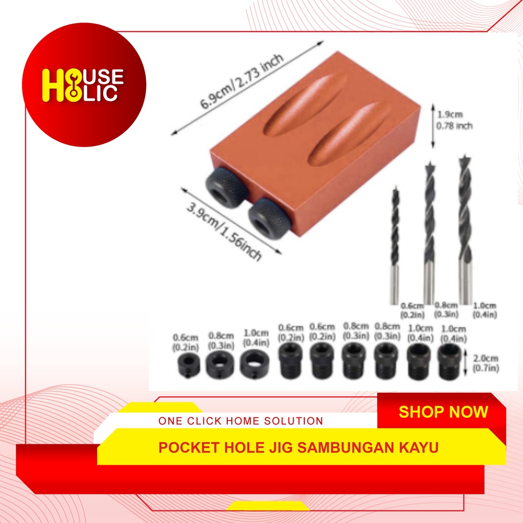 Pocket Hole Jig Set 14pcs Alat Sambungan Kayu Dowel Hole Jig Magnetic