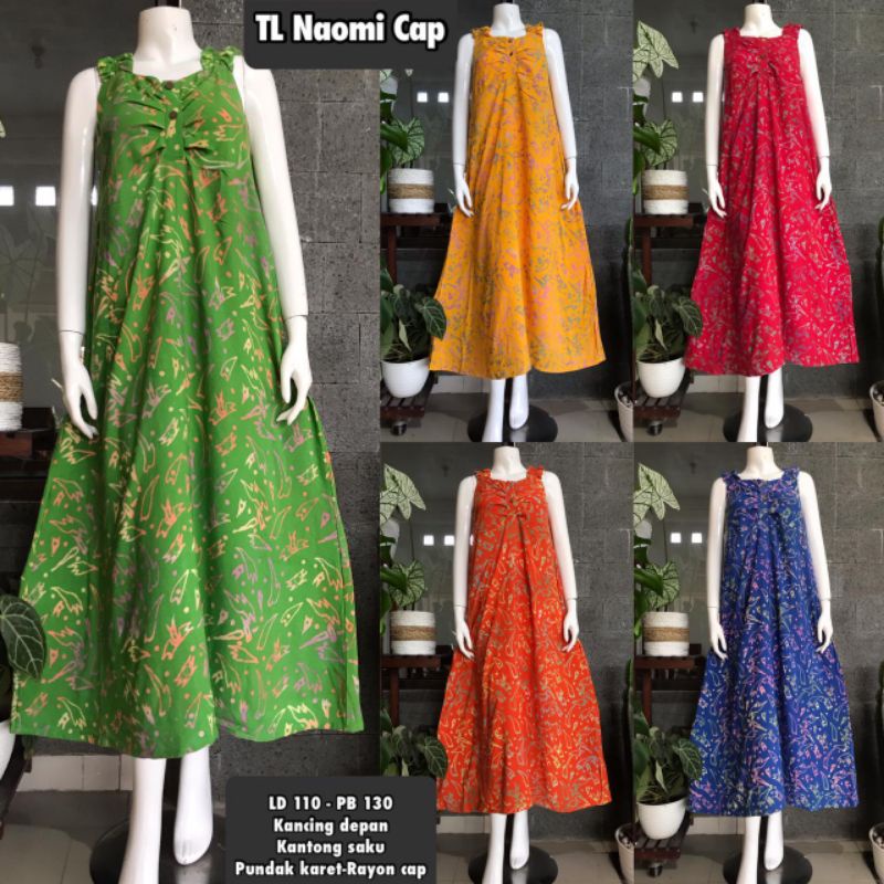 Daster Cap Solo Tanpa Lengan Serut Dada Naomi