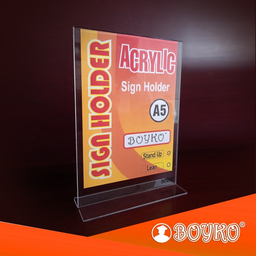 

PRIMASAKTI - Tempat Brosur / Stand Up Sign Holder Acrylic A5 Boyko