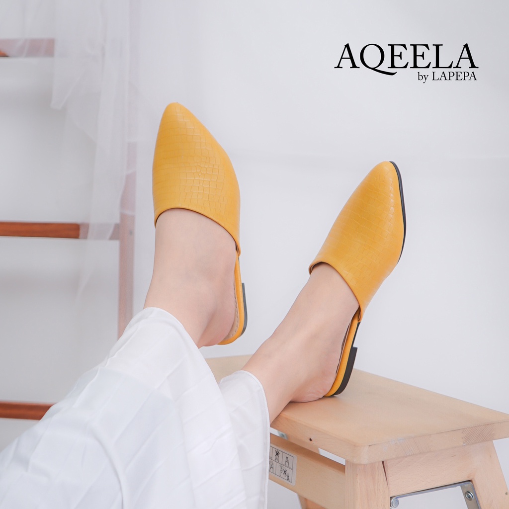 AVLINSTORE - tipe AQEELA Sepatu Sandal Wanita Slip On Mules Casual Sendal Slop Teplek Flat Ujung Lancip Tertutup Anti Licin Empuk Motif