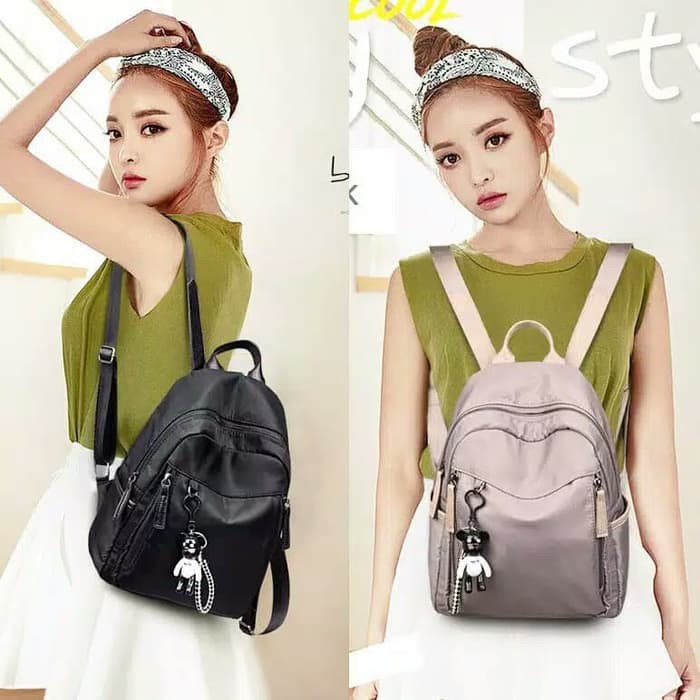 Tas Wanita RANSEL IRONA PEACH Slempang Import Murah Kerja Korea - Hitam