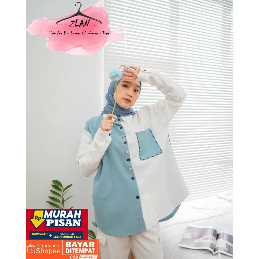 Baju Imfort Wanita Stevy Oversize Shirt Syakila