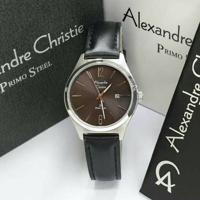 Jam Tangan Wanita Alexandre Christie Ac1009 Kulit Original Black