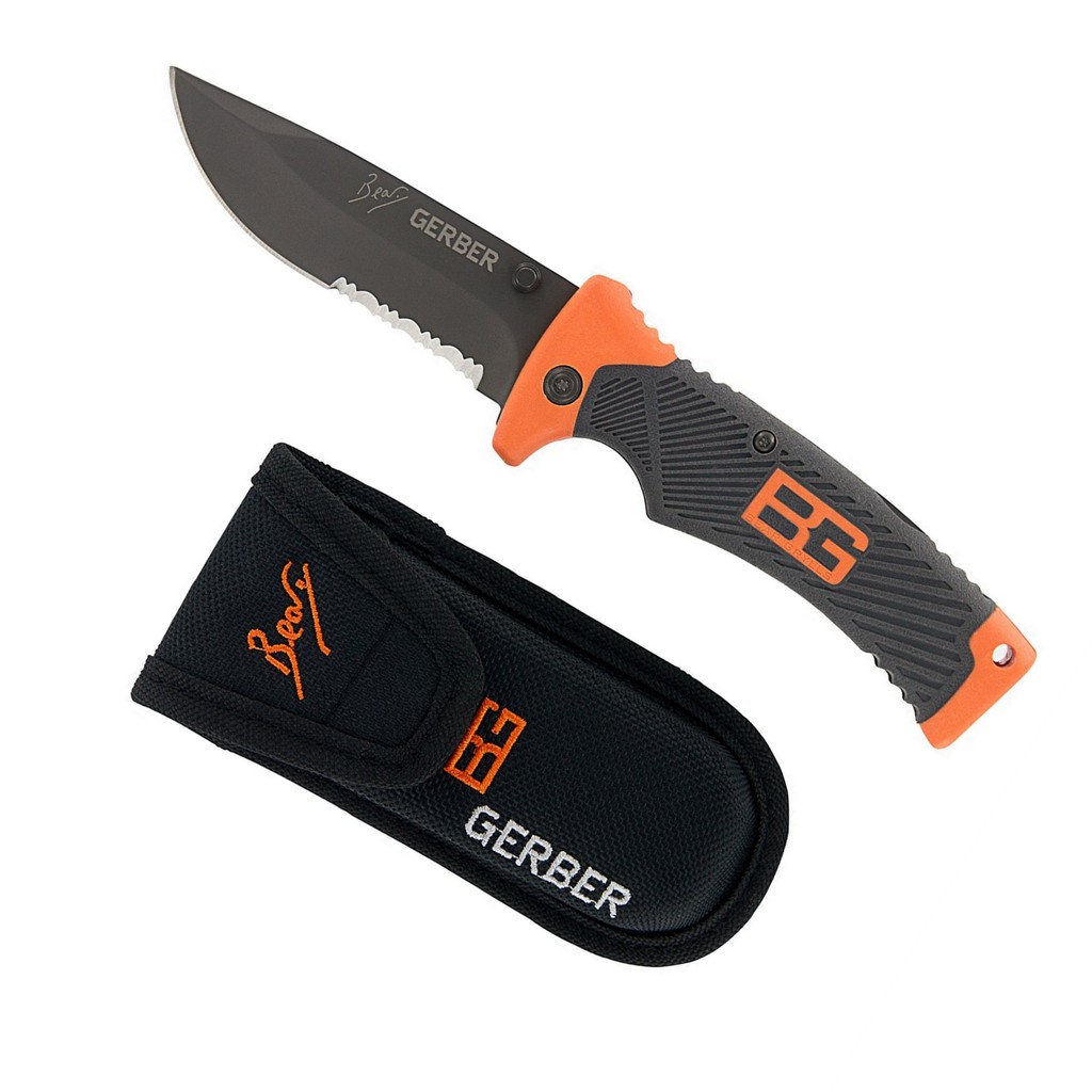Original Pisau Gerber Bear Grylls Folding Sheath Knife