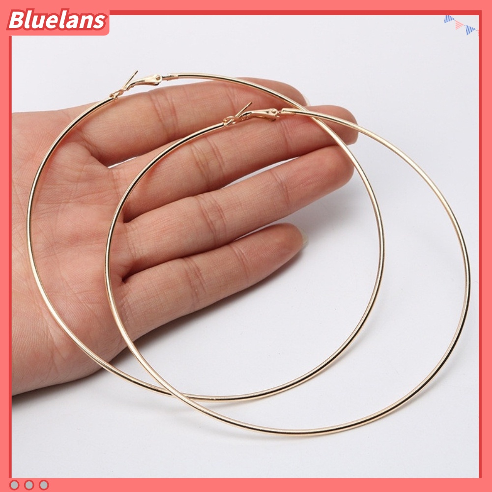 Anting Hoop Bentuk Lingkaran Besar Model Hollow Untuk Wanita