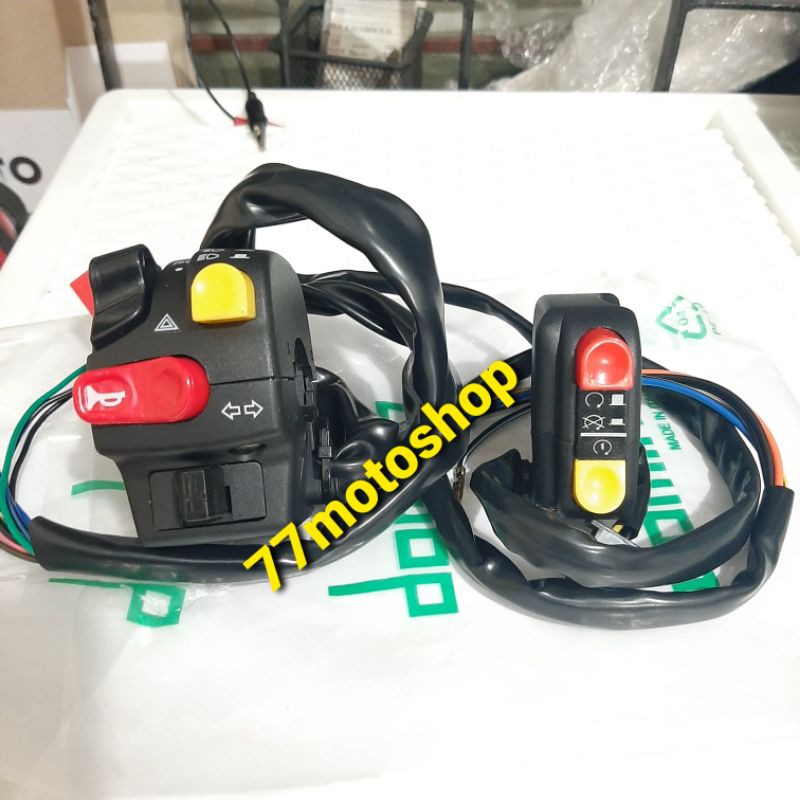 SAKLAR KIRI DOMINO HOLDER MODEL KTC 1 SET Satria Fu Sonic150 kiri ktc  7tombol plus merah kuning mhl