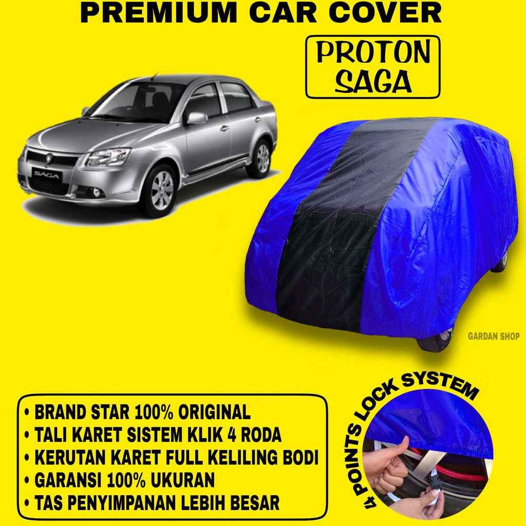 Body Cover PROTON SAGA BIRU HITAM Penutup Bodi Mobil Proton Saga Waterproof PREMIUM