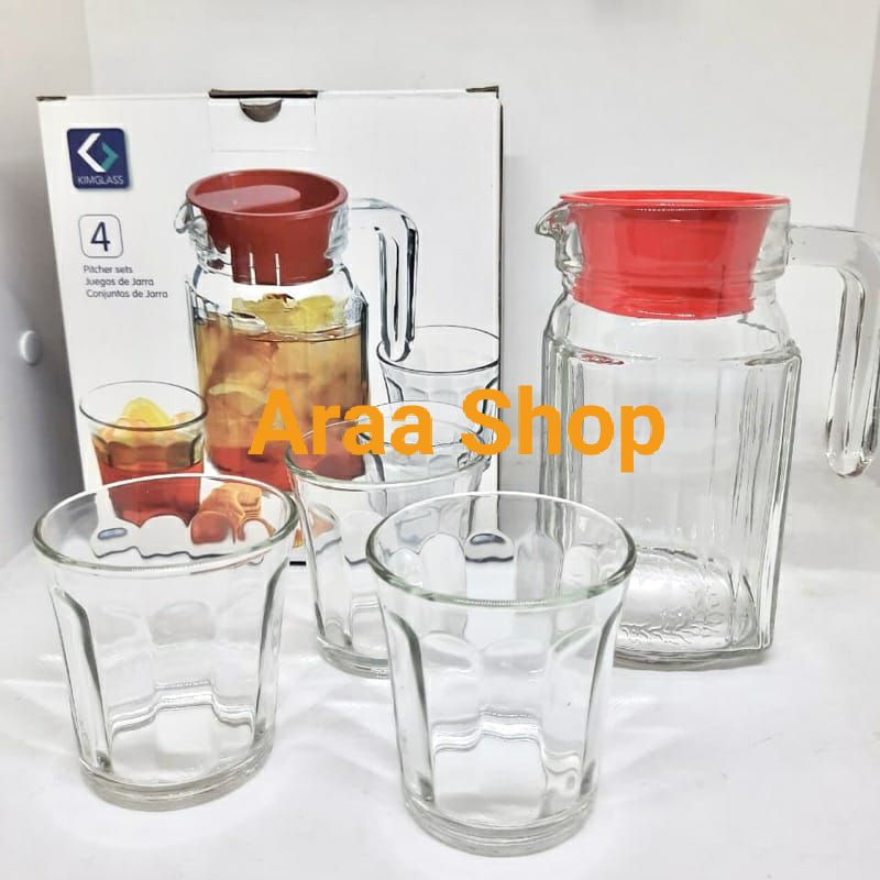 Teko Set Gelas Kalea 4pcs Kimglass/Teko+gelas Kado Pitcher