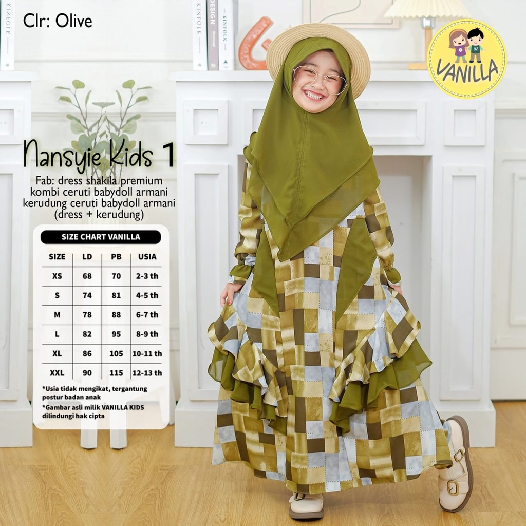Nansyie Kids Vol 1 By Vanilla | 020325 | Gamis + Jilbab Anak