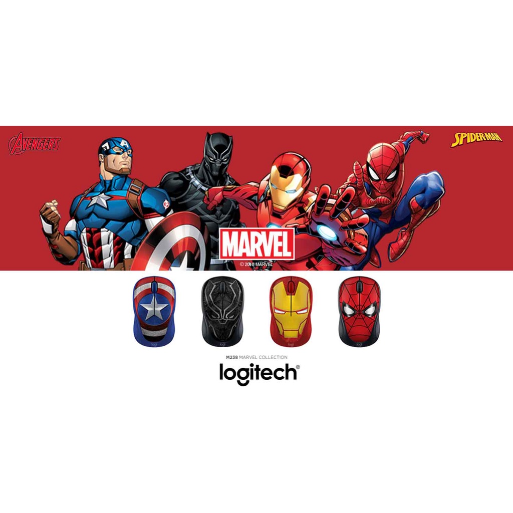 Mouse Wireless Logitech M238 MARVEL Collection - Garansi Resmi 1 Tahun