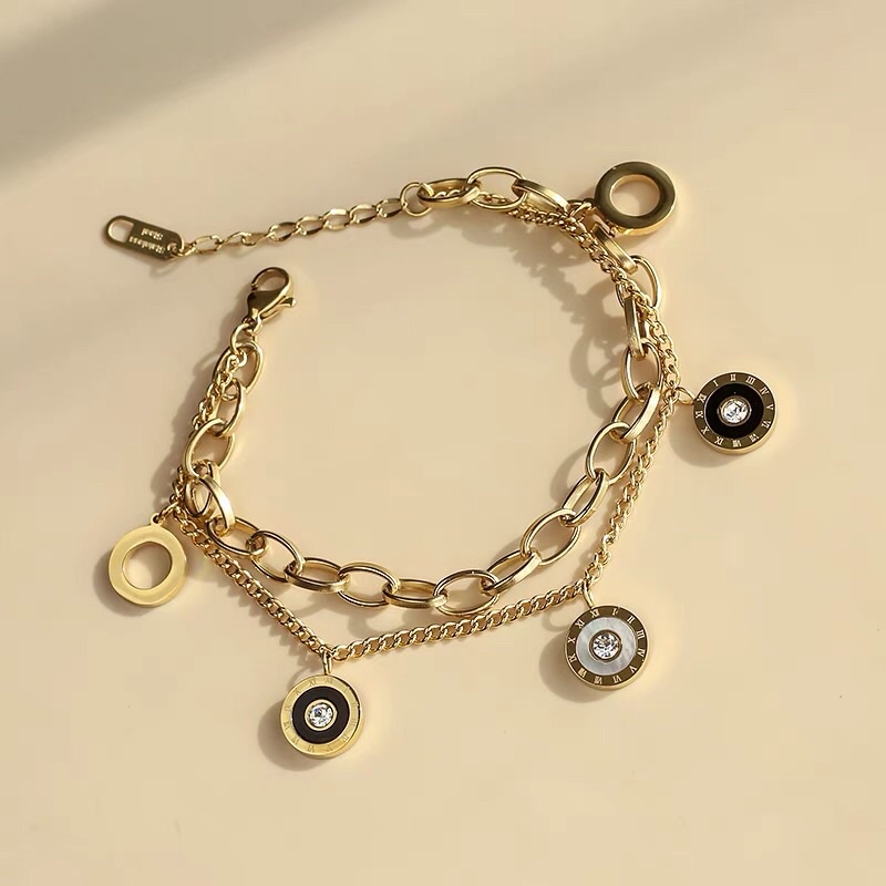 Gelang Titanium Gold 2 Layer Korea Fashion Style Premium Trending