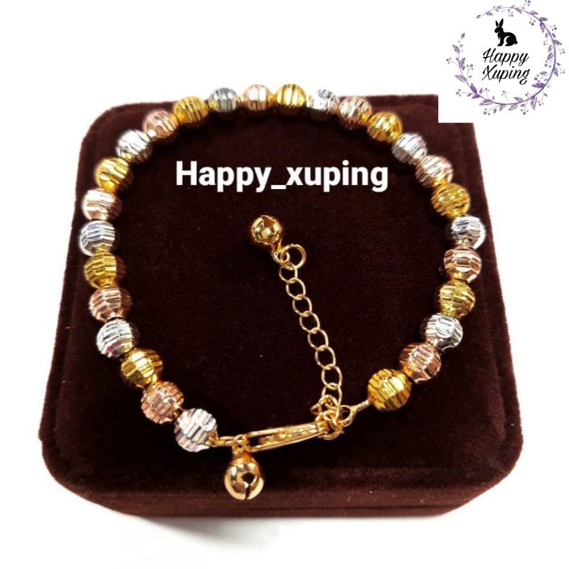 GELANG XUPING ASLI TITANIUM LAPIS EMAS - MODEL BIJI LADA KOMBINASI - XUPING PREMIUM - PERHIASAN XUPI