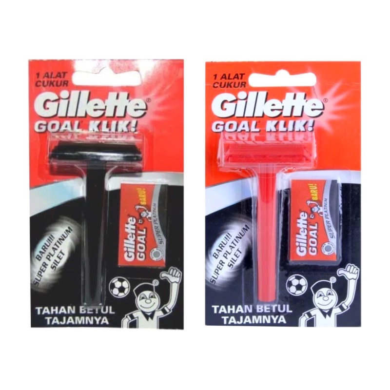 PISAU CUKUR GILETTE GOAL KLIK RED / BLACK PACK 1 PCS ALAT PLUS REFILL PISAU ISI 5 SUPER PLATINUM
