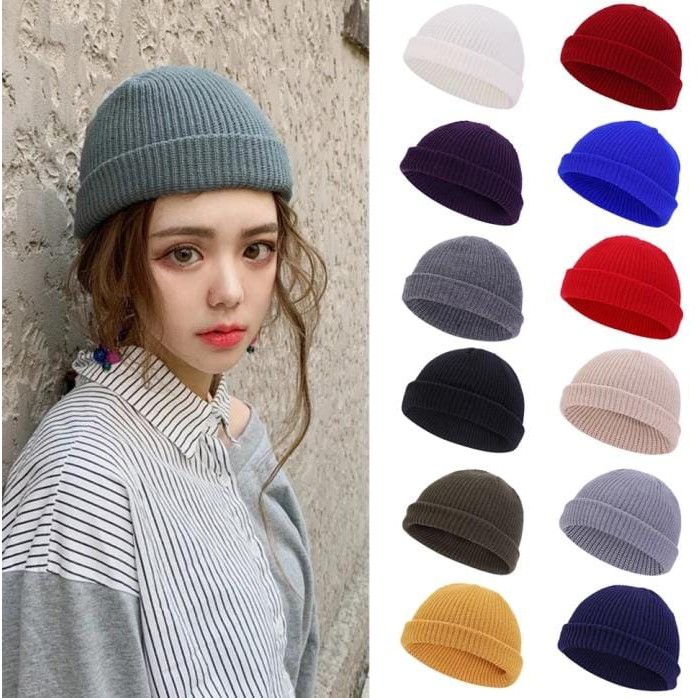 Topi Kupluk Rajut Beanie Hat Premium Distro Quality (Short) Dewasa (BEBAS PILIH WARNA) 7GET