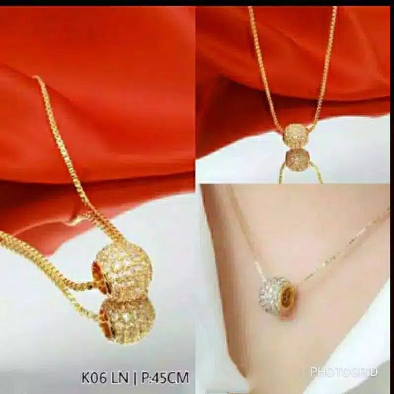 Fifi Fashion Kalung Liontin Bola D10 Perhiasan Xuping Model Lapis Emas 12#