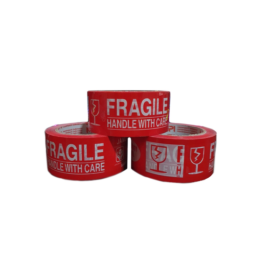 LAKBAN FRAGILE MERAH JANGAN DI BANTING 48x100 Yard MASTER PACK INDONESIA