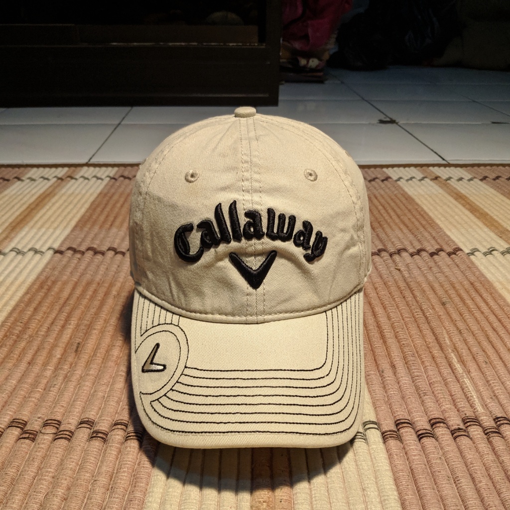 Topi Golf CALLAWAY GOLF NEW ERA Cream Golf Cap Original Second Preloved