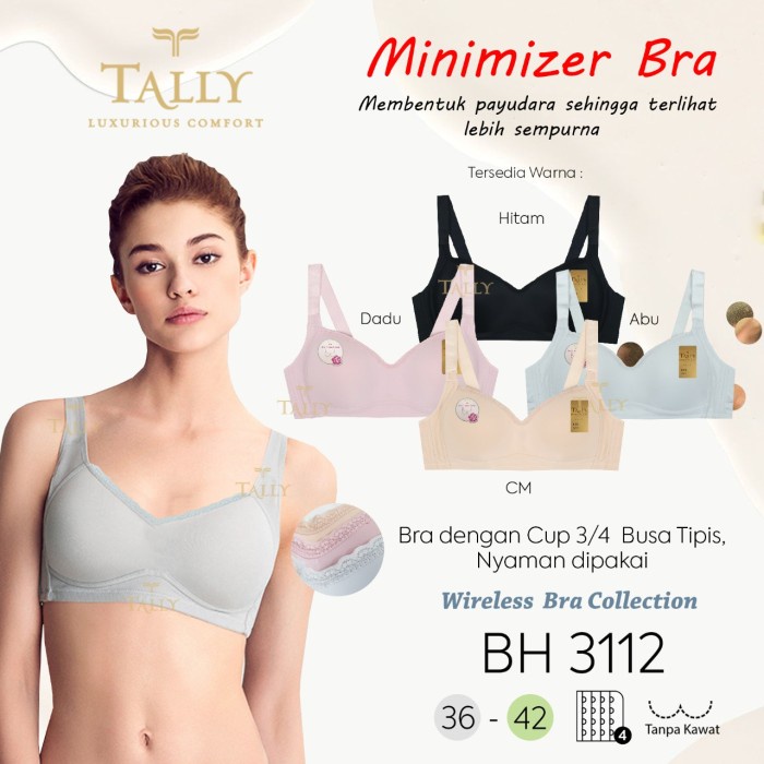 Minimizer BRA BH Tanpa Kawat Busa Tipis 3/4 Cup 36-42 TALLY 3112