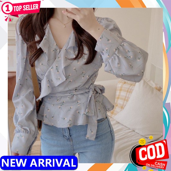 Fashion Remaja Kekinian Blouse Korea Terbaru Blus Cewek Baju Atasan Wanita Import Murah Sunny Ungu [