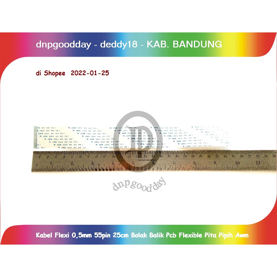 Kabel Flexi 0,5mm 55pin 25cm Bolak Balik Pcb Flexible Pita Pipih Awm
