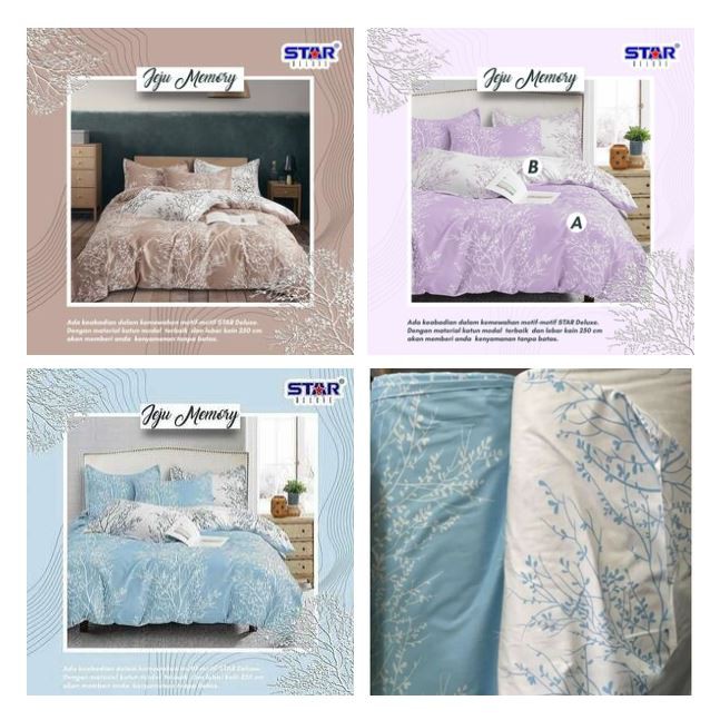 SPREI ANTI GESER MOTIF JEJU MEMORY | SPREI KATUN STAR HALUS & DINGIN