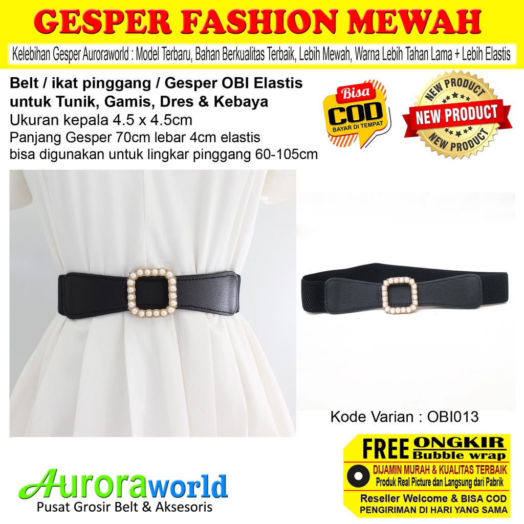 AURORAWORLD ikat pinggang wanita premium belt elastis wanita obi belt karet gesper kebaya sabuk mewah korea untuk dress tunik gamis bisa cod