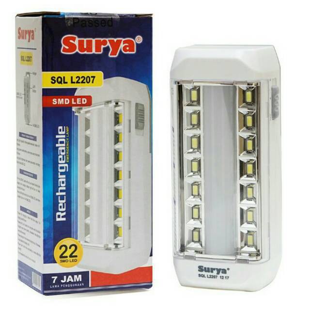 Lampu Emergency SURYA SQL L2207 LED Portable Senter Rechargeable Charger Cas Darurat Emergensi Lamp