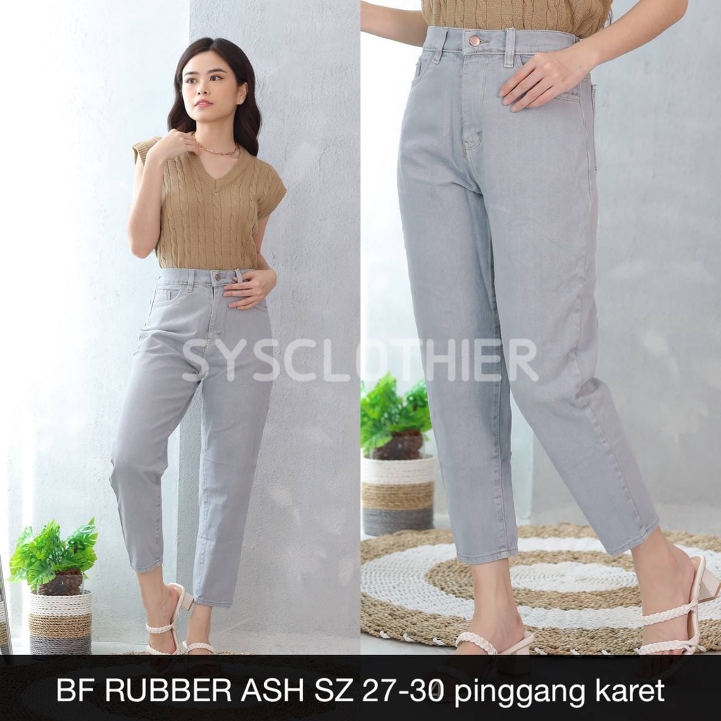 CELANA JEANS WANITA BF RUBBER ASH