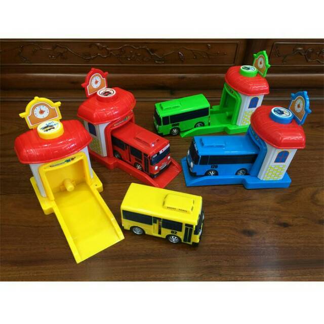Tayo bus dan garasi mainan anak mobil bus tayo