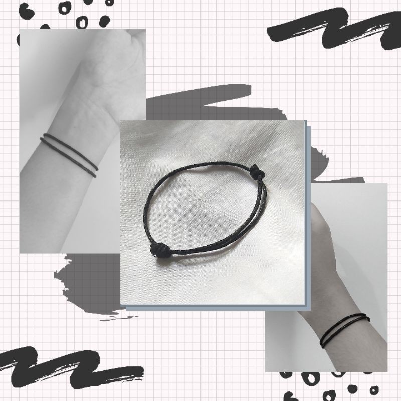 Gelang Tali Hitam Polos / Gelang Tali Korea