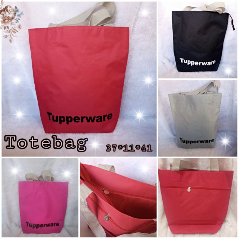 Tupperware Silver &amp; Other Colour Tote Bag ( Zipper Bunga Es )