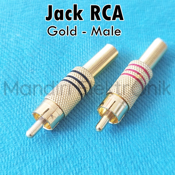 Jack RCA Gold Male Set - Jack RCA Male Besi Hitam Merah