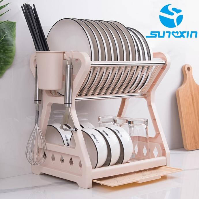 Sunxin - Rak Piring 2 Susun Plastik -2115/ Rak Piring Dapur Baskom Hot