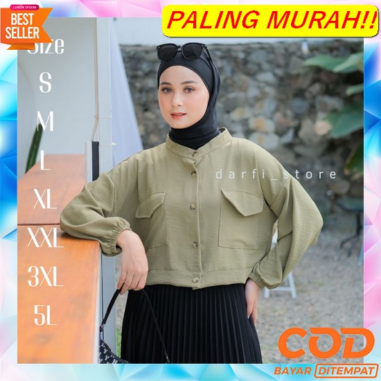 Kemeja & Blouse Berliana Crinkle Baju Atasan Wanita Remaja Perempuan K Rexa Blouse Crop Top - Ukuran