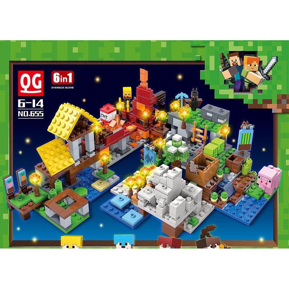 Lego Minecraft MY WORLD QG-655 6 in 1 merek QUAN GUAN