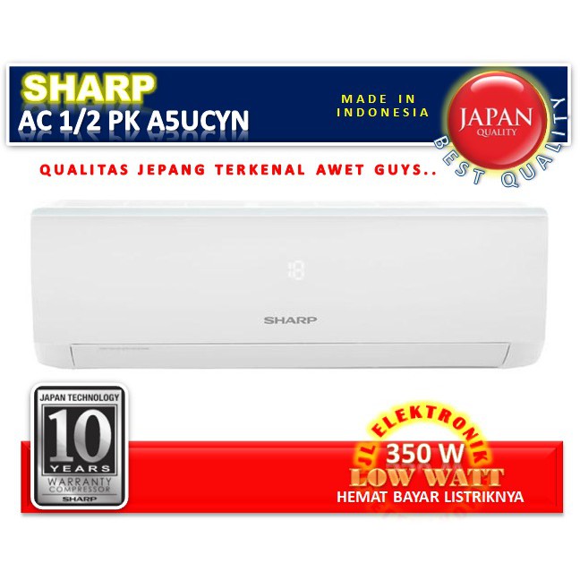 BAYAR LISTRIK MURAH 350WATT  AC SHARP 1/2 PK AH A5UCYN / A5UCY UNIT ONLY