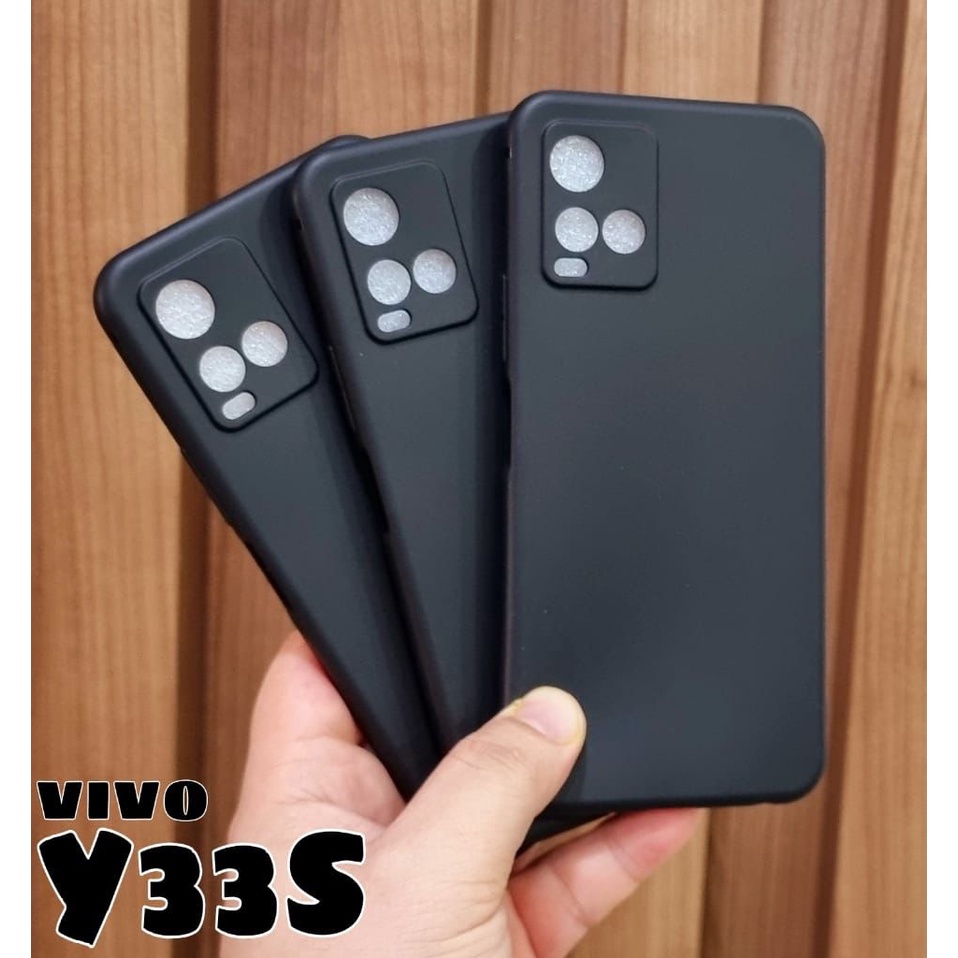 SoftCase Macaron Black VIvo Y33S 6.58 inchi TPU Full Black matte Protection Camera Non Slip