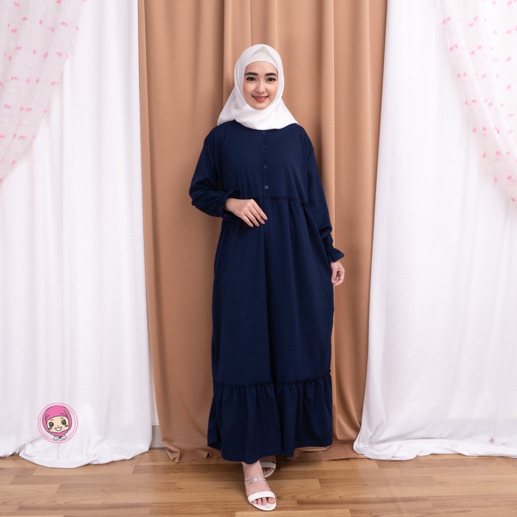 GAMIS CHIKA REMPEL DAILY BUSUI DRESS MUSLIM PREMIUM | MAXI DRESS WANITA BUSUI FASHION MUSLIM WANITA-NAVY